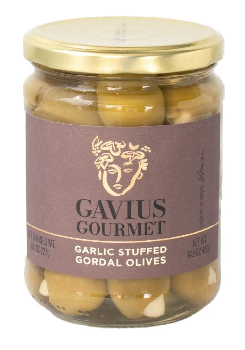 Gavius Gordal Olives Stuffed with Natural Garlic - Spain 14.9oz