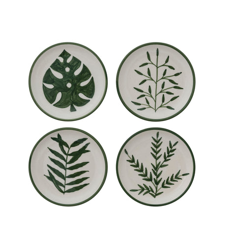 Hand-Painted Stoneware Plate with Botanical, 4 Styles